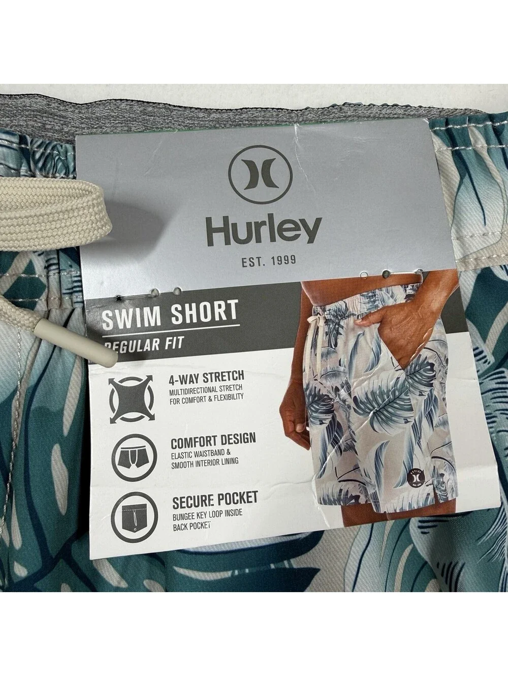 HURLEY Swim Trunks Surfer Board Shorts XL Palm Leaves Tree 8” Inseam NWT